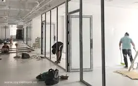 Thi công nắp đặt cửa nhôm kính 